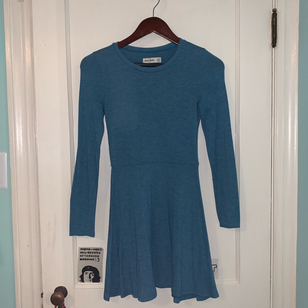 Turquoise Long-sleeved Sweater Dress